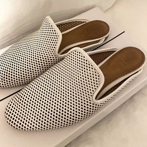 Frye White Mesh Loafer Flats